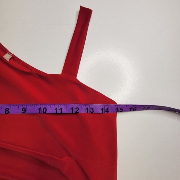 RED Sleeveless Stretchy Top With One Shoulder Strap Size M Size L - Picture 9 of 10